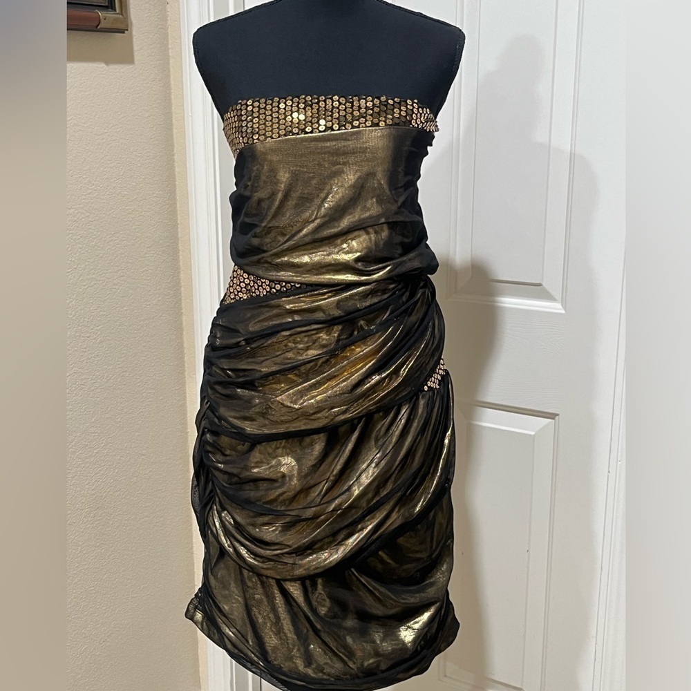 Z. CAVARICCI GOLD SEQUINS SPLICE TUBE DRESS WOMENS SIZE 22